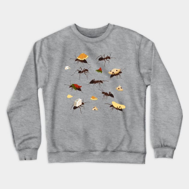 Ants Carrying Snacks Crewneck Sweatshirt by ahadden